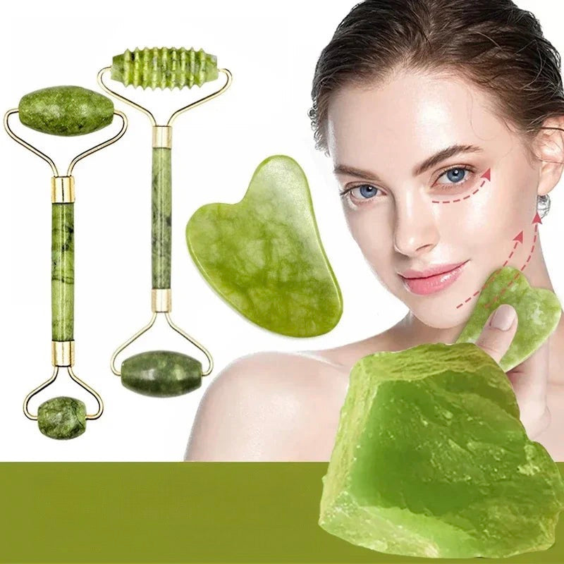Natural Jade Roller & Gua Sha Set