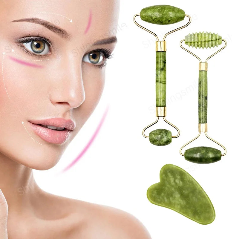 Natural Jade Roller & Gua Sha Set