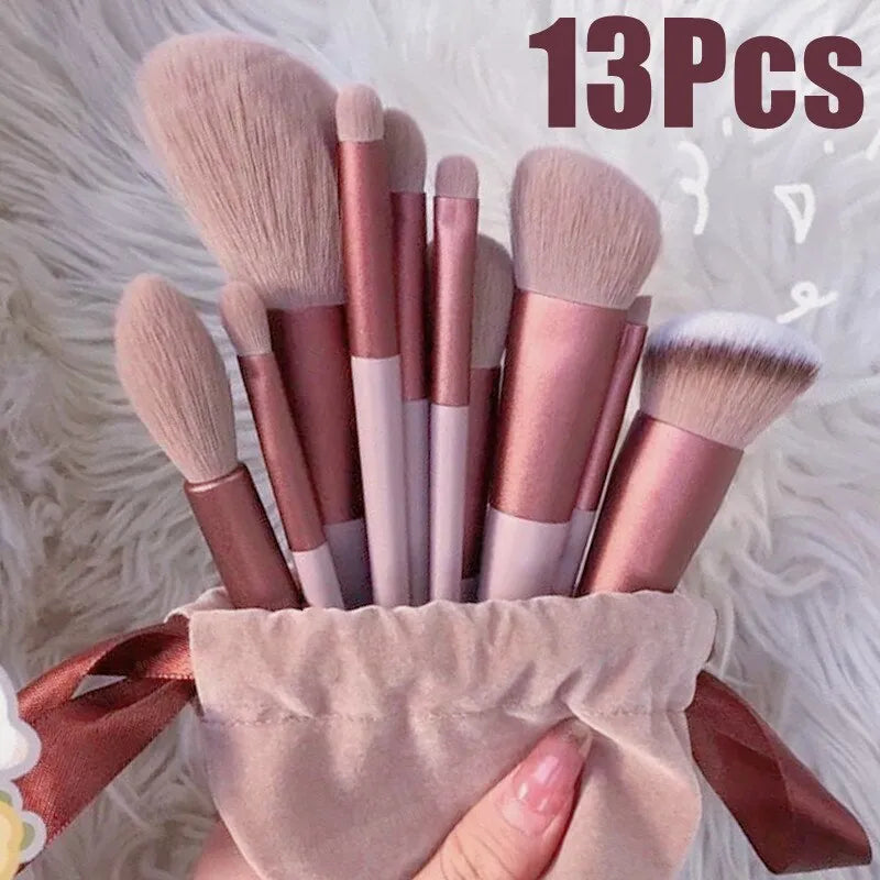 Soft Makeup Brush Set with Bag - 13PCS