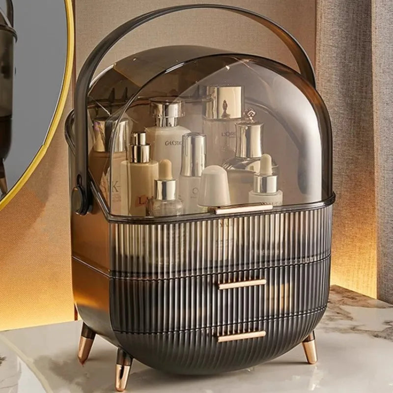 Large Luxury Makeup Organizer Box with Drawers – Dustproof Skincare and Cosmetics Storage