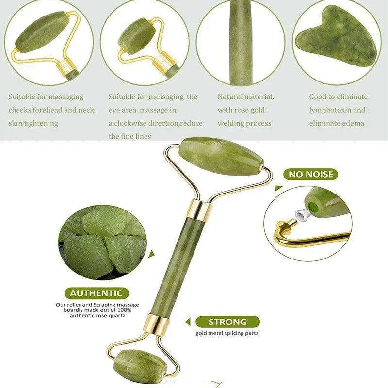 Natural Jade Roller & Gua Sha Set